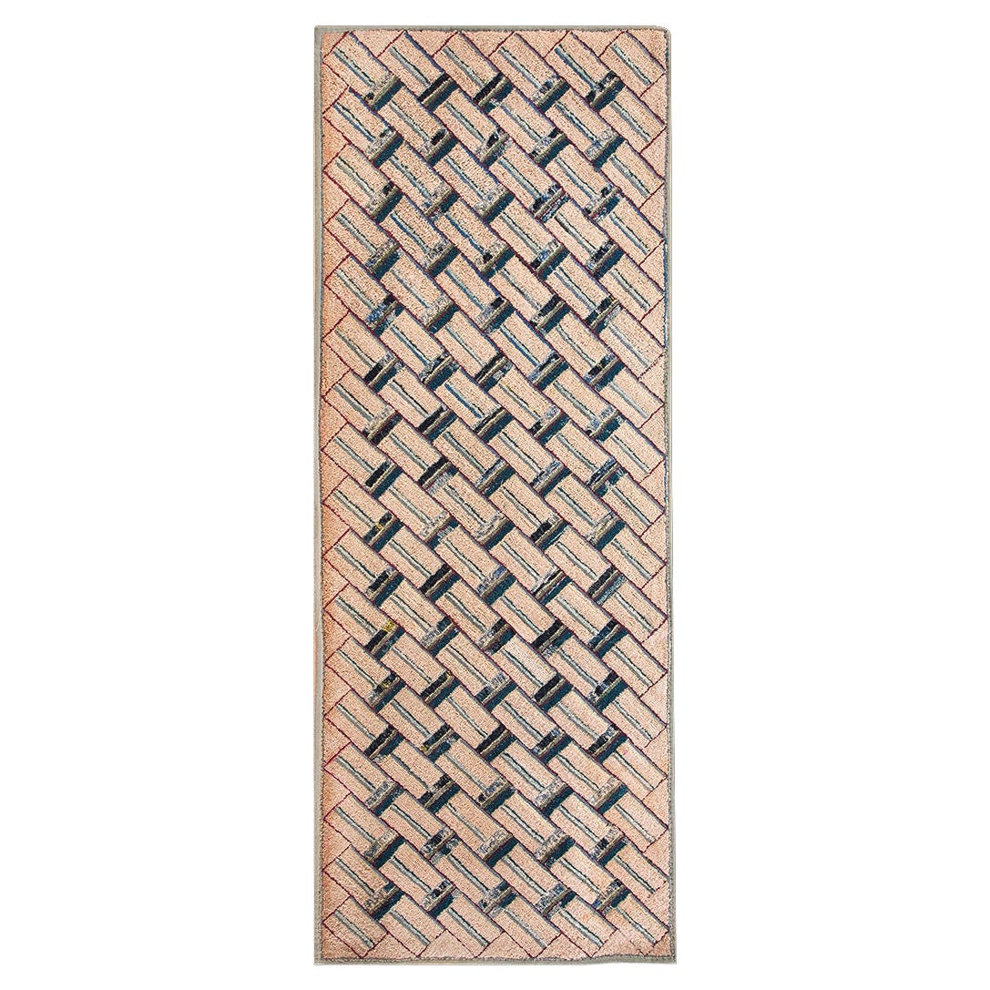 Tappeto americano con ganci degli anni '30 ( 2'3" x 6' - 68 x 183 ) in vendita