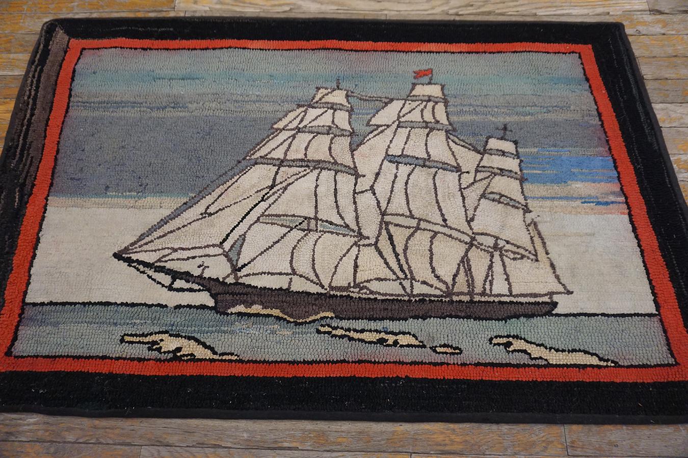 1930s American hooked rug ( 2'7