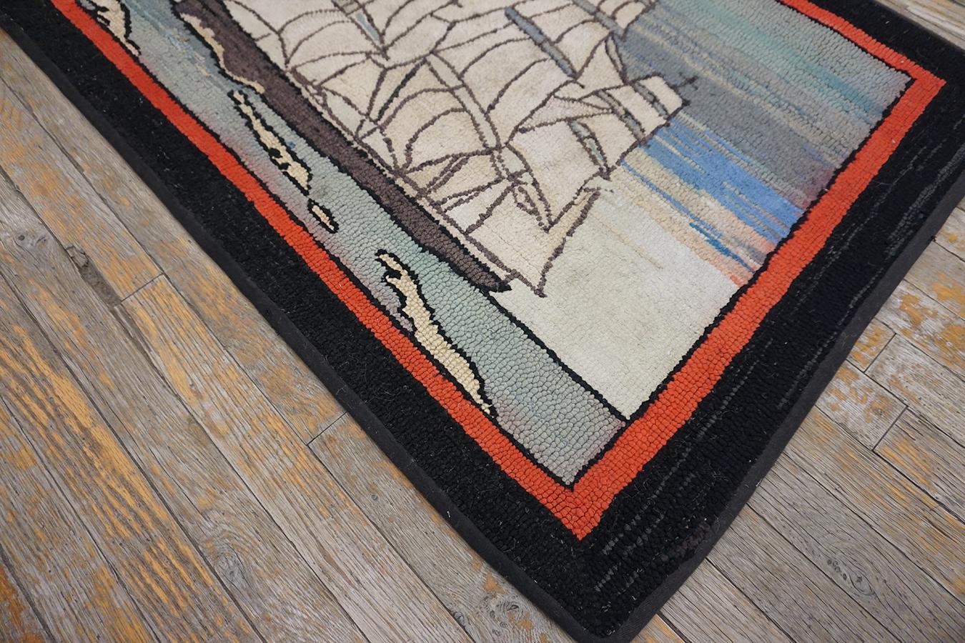 Hand-Woven 1930s American Hooked Rug For Sale