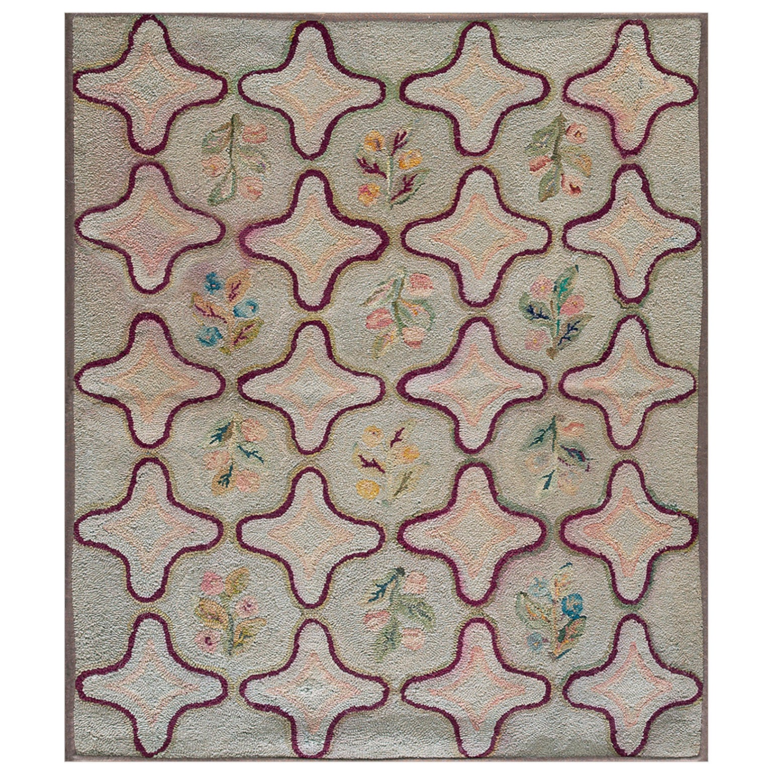 1930s American Hooked Rug ( 3' x 3'2" - 91 x 112 )