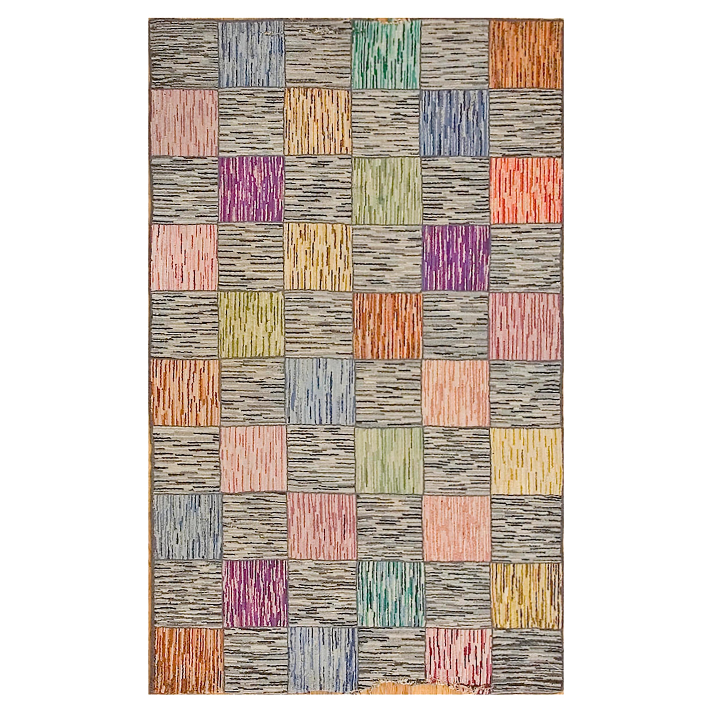 Tapis crocheté américain des années 1930 ( 3' x 5' - 91 x 152 )