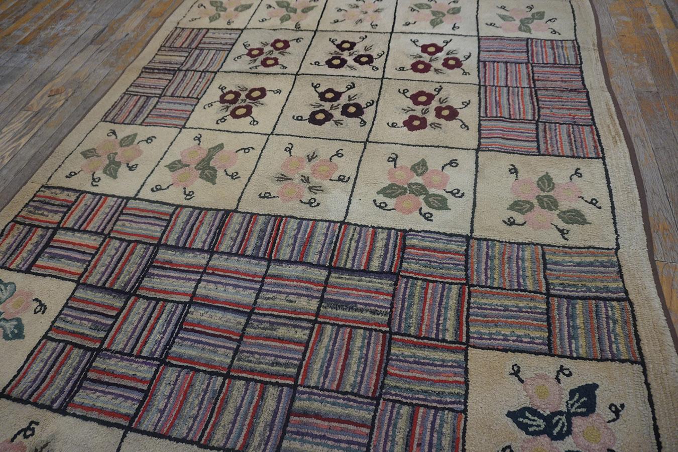 1930er Jahre American Hooked Rug 4'8