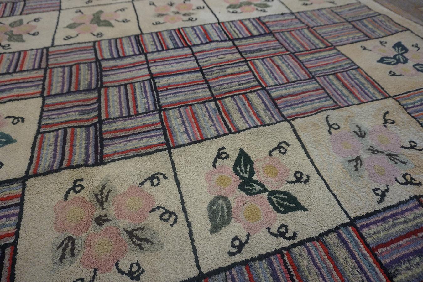 1930er Jahre American Hooked Rug 4'8