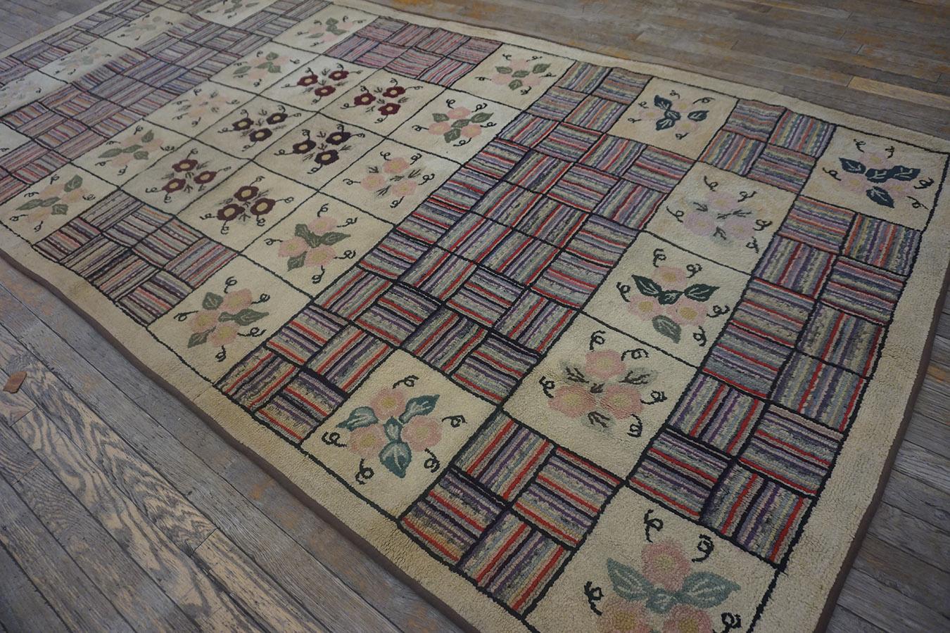 1930er Jahre American Hooked Rug 4'8