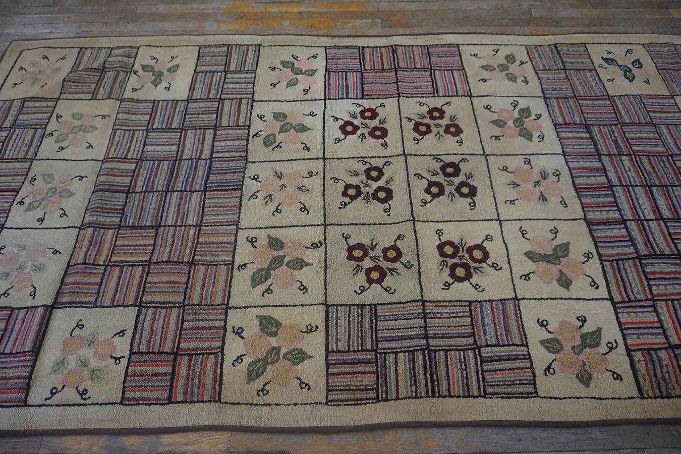 1930er Jahre American Hooked Rug 4'8