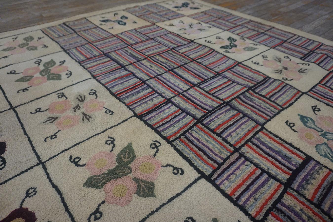 1930er Jahre American Hooked Rug 4'8