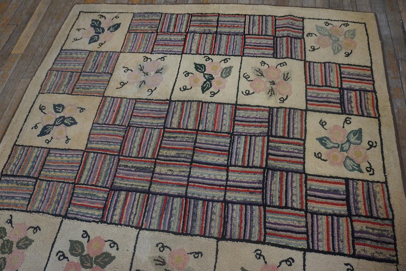 1930er Jahre American Hooked Rug 4'8