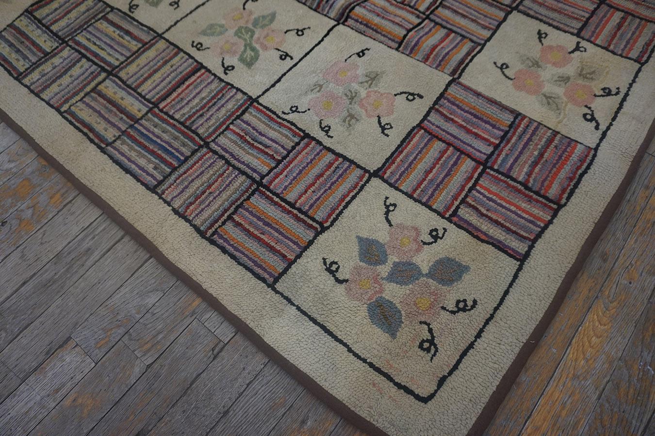 Hand-Woven 1930s American Hooked Rug 4'8