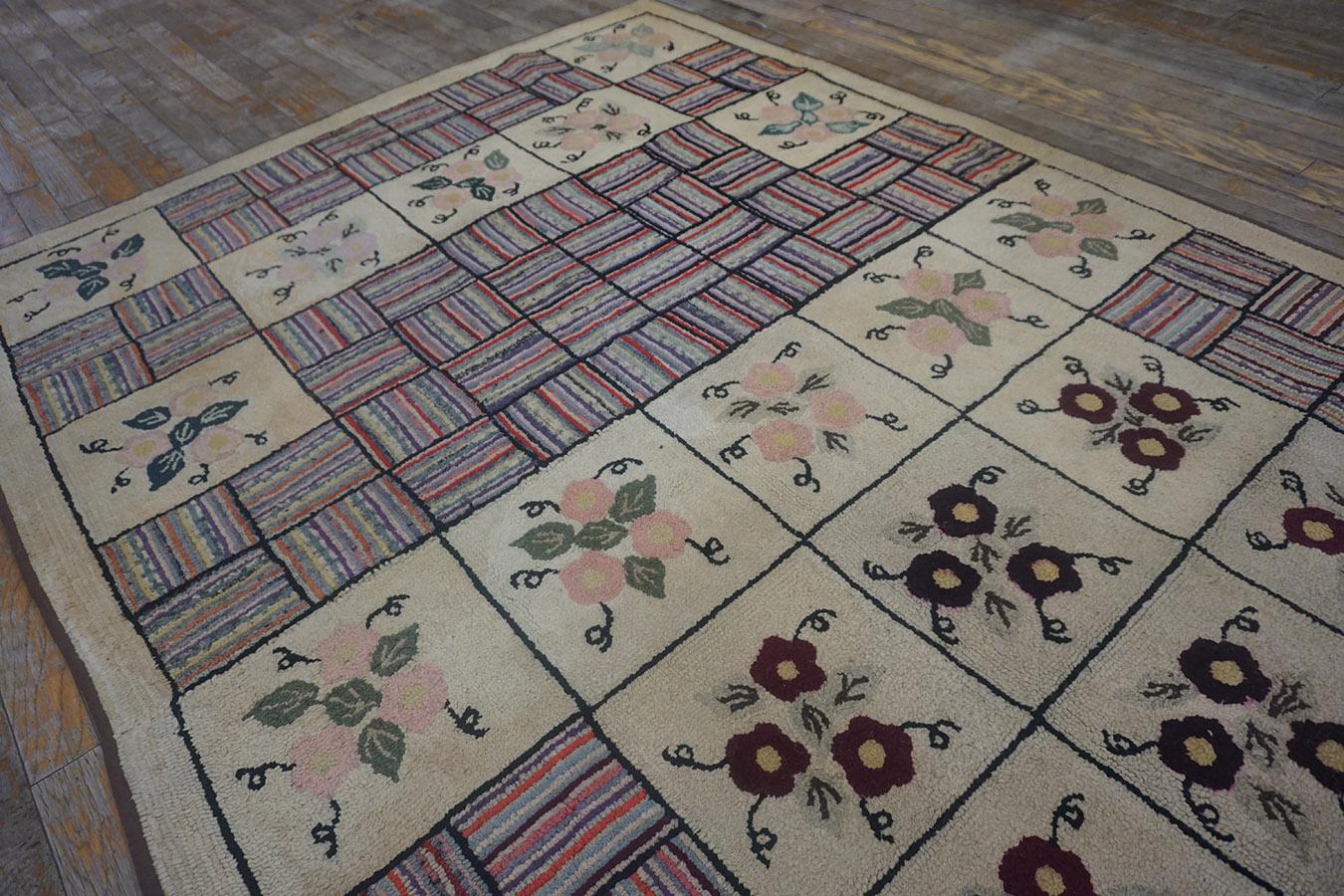 1930er Jahre American Hooked Rug 4'8