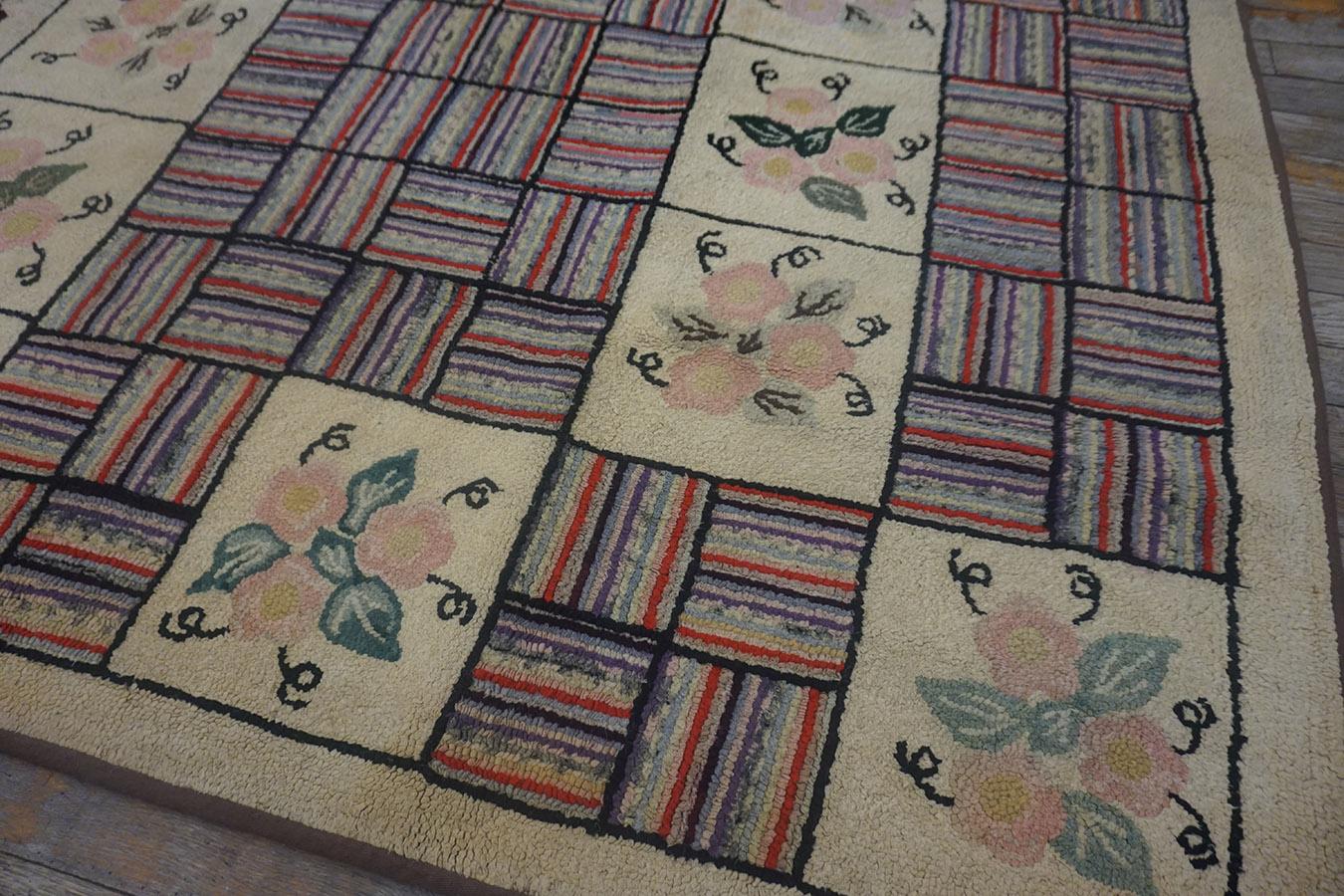 1930er Jahre American Hooked Rug 4'8