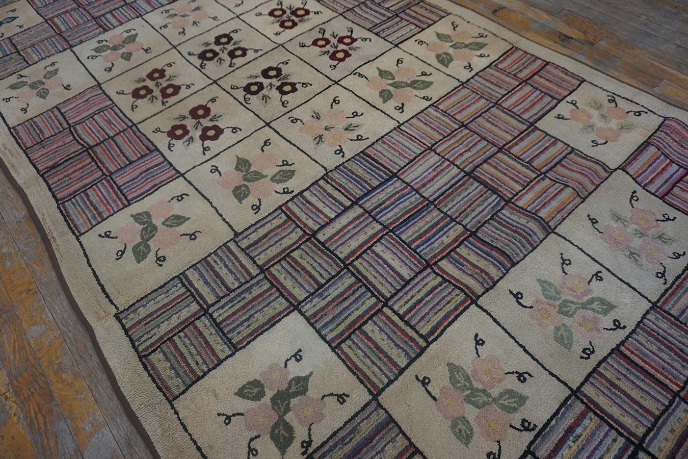 1930er Jahre American Hooked Rug 4'8