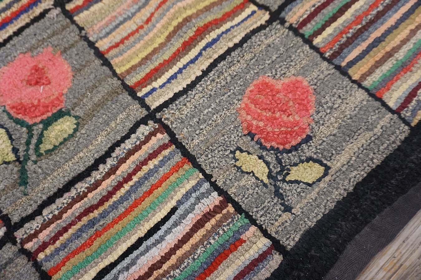 Hand-Woven 1930s American Hooked Rug ( 5'5