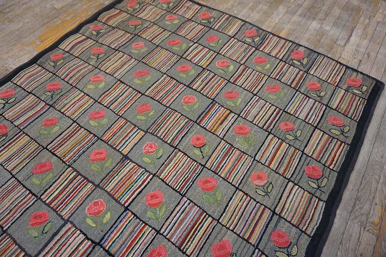 Early 20th Century 1930s American Hooked Rug ( 5'5