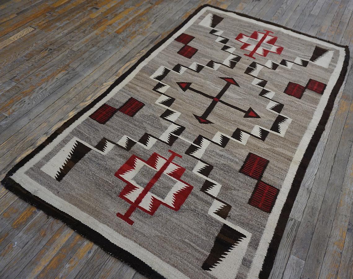 1930s American Navajo Carpet with Storm Pattern For Sale 5