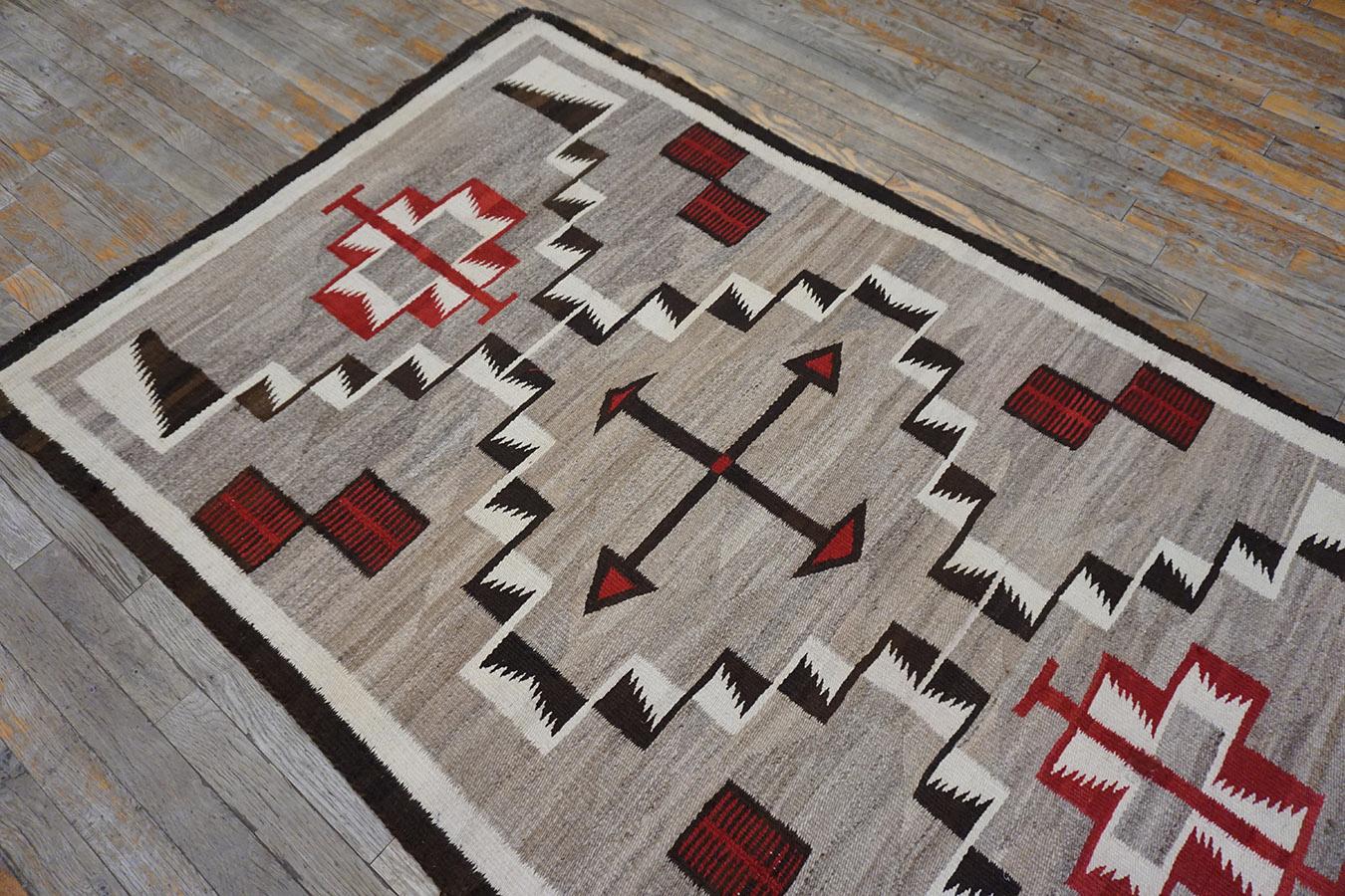 1930s American Navajo Carpet with Storm Pattern For Sale 2