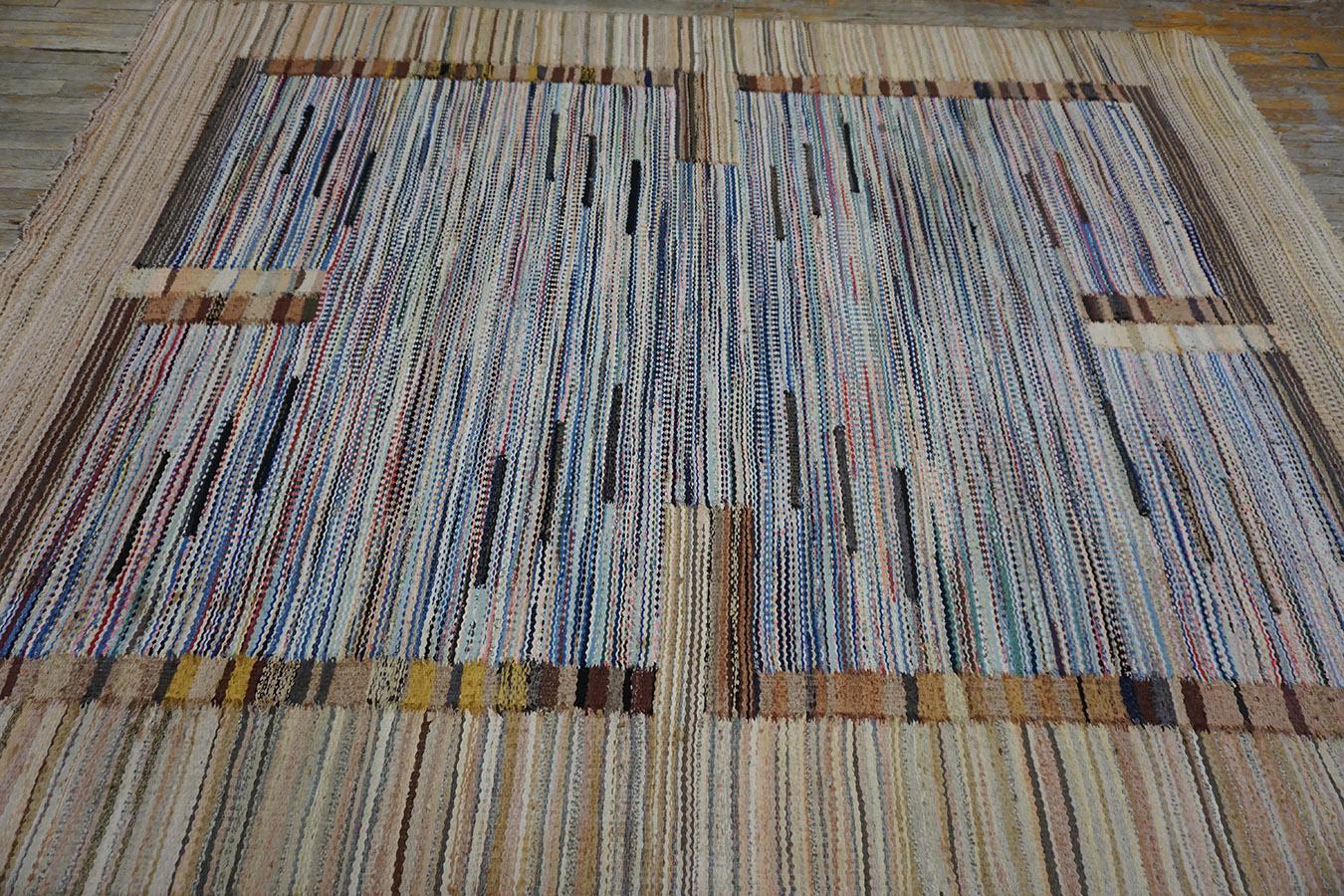 Hand-Woven 1930s American Rag Rug 6' 4