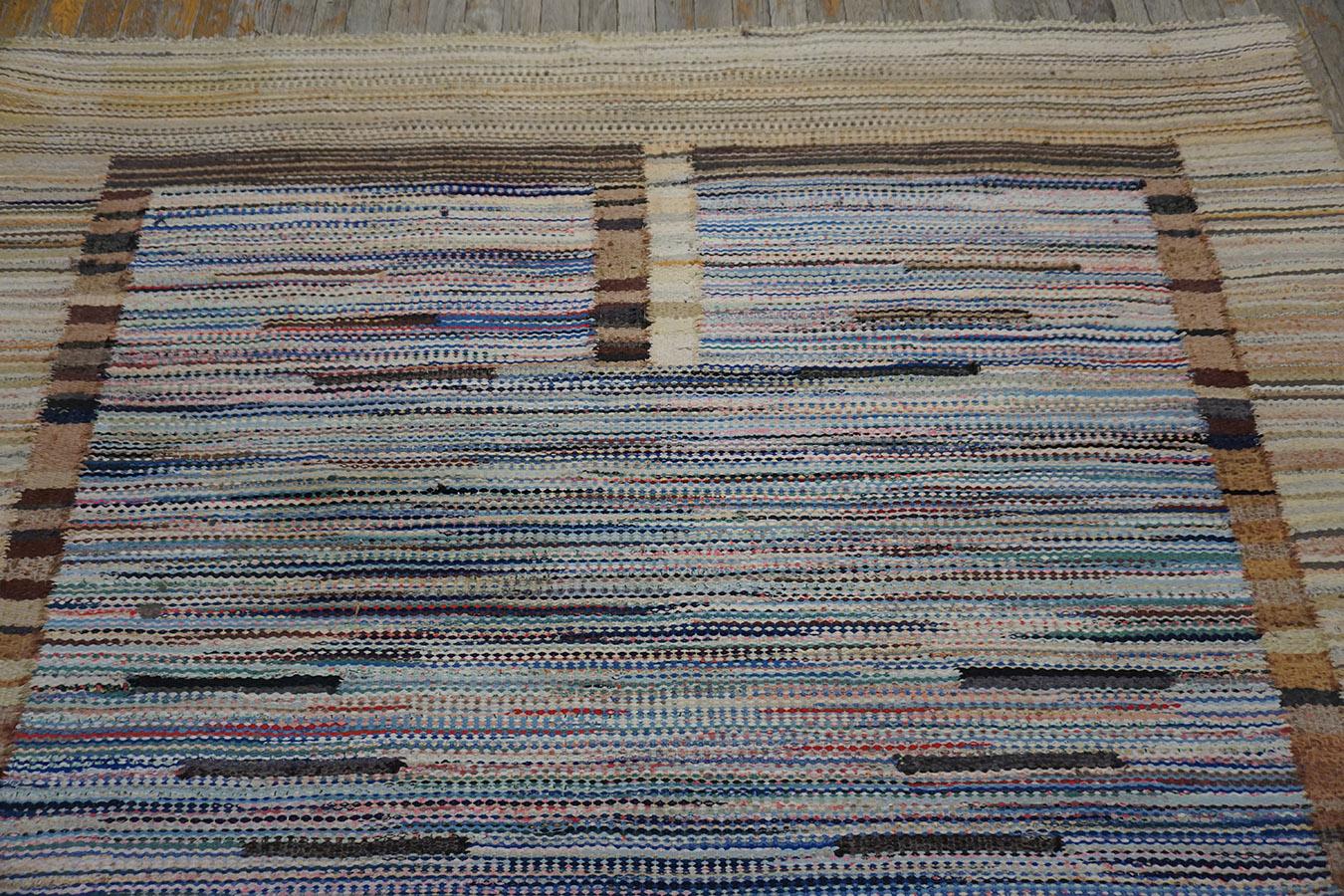 Wool 1930s American Rag Rug 6' 4
