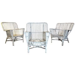 1930s American Stick Wicker Armchairs