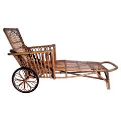 Chaise Lounge americana in vimini e rattan degli anni '30