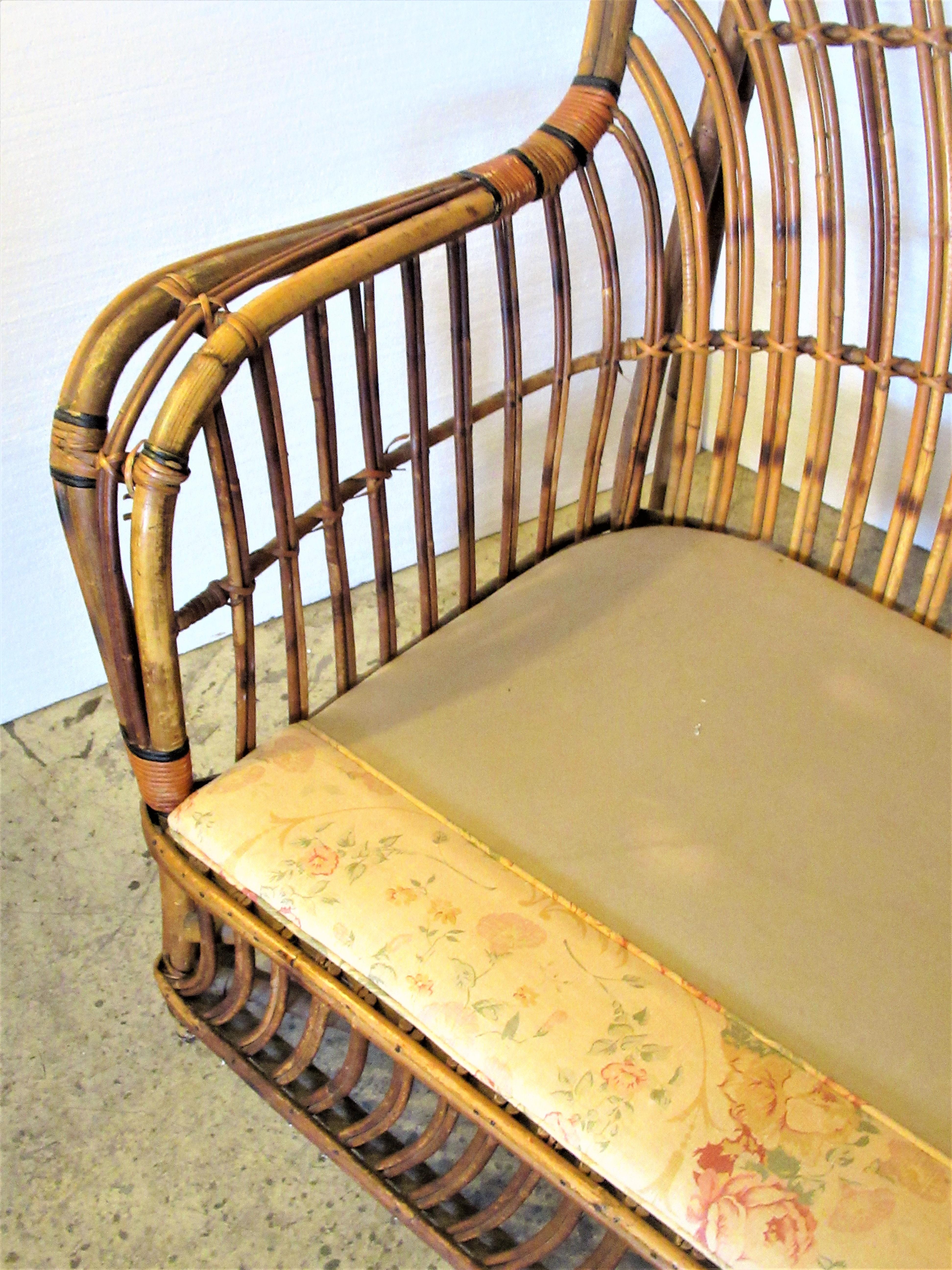 Antique American Stick Wicker Rattan Sofa 3