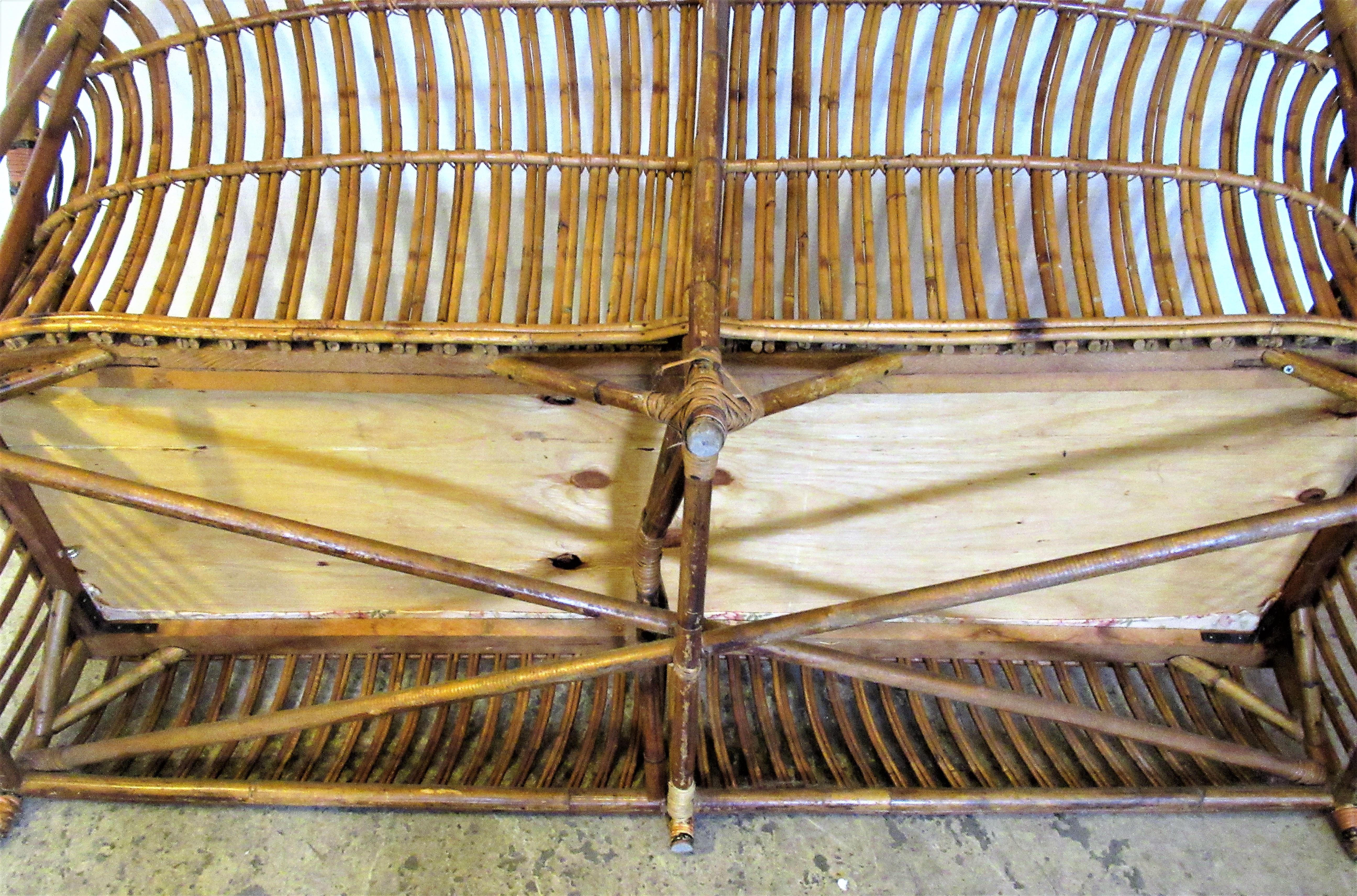 Antique American Stick Wicker Rattan Sofa 1