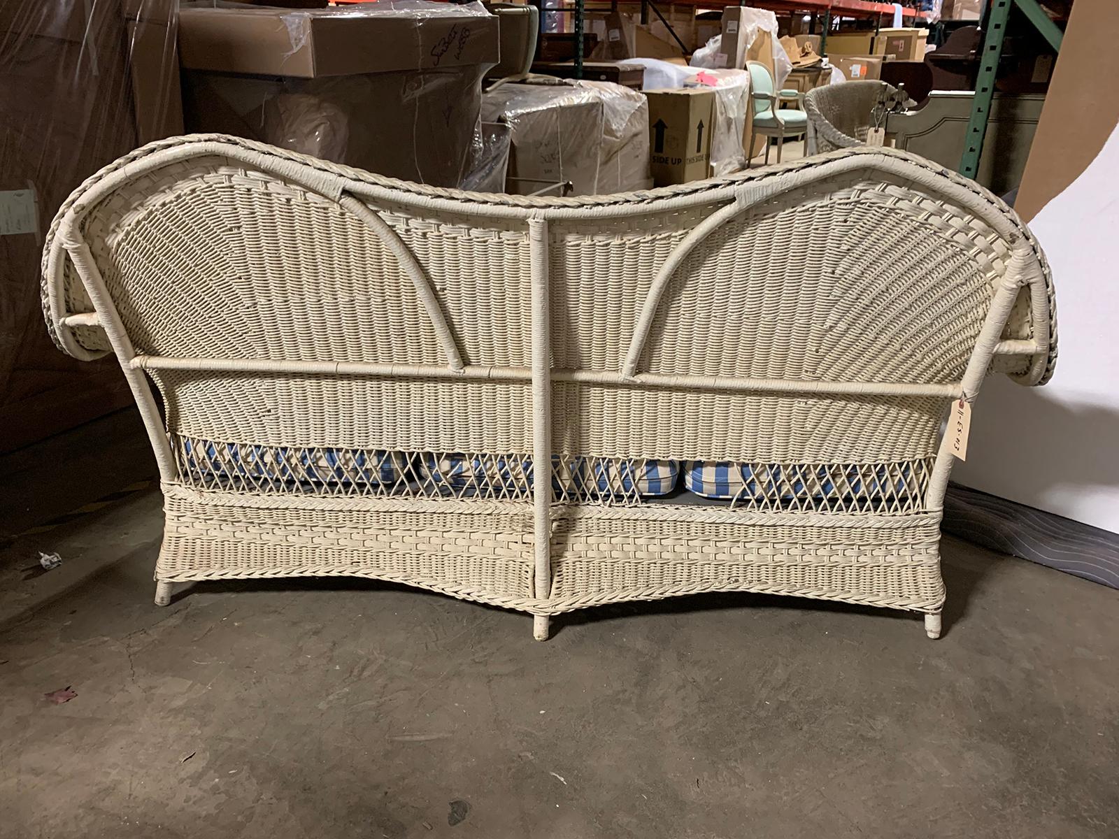 1930s American White Wicker Sofa at 1stDibs vintage wicker sofa, 1930s sofa for sale, white