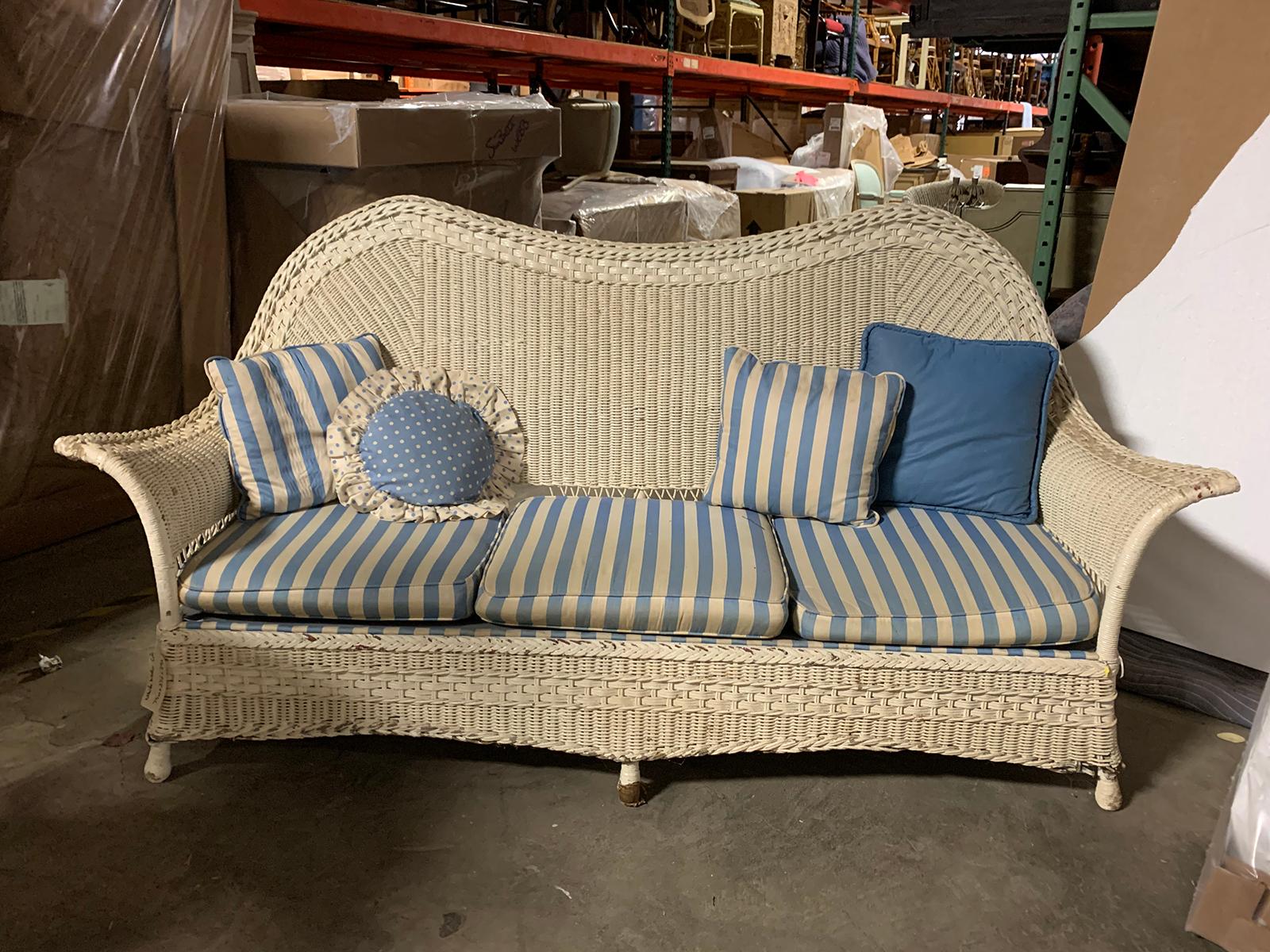 1930s American White Wicker Sofa at 1stDibs vintage wicker sofa, 1930s sofa for sale, white