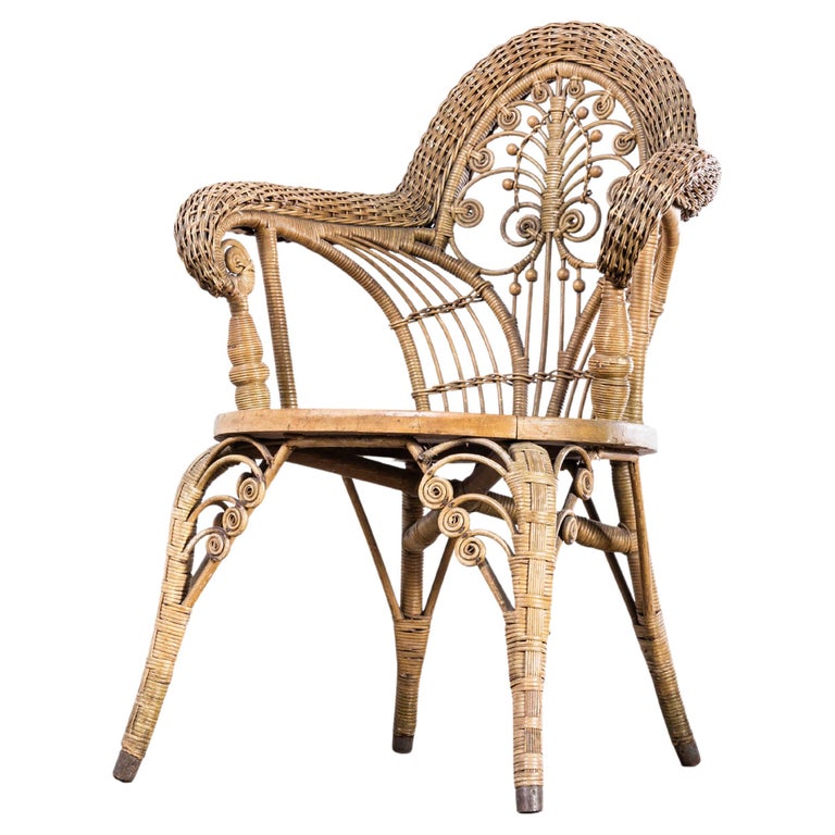 1930's American Wicker Arm Chair For Sale at 1stDibs