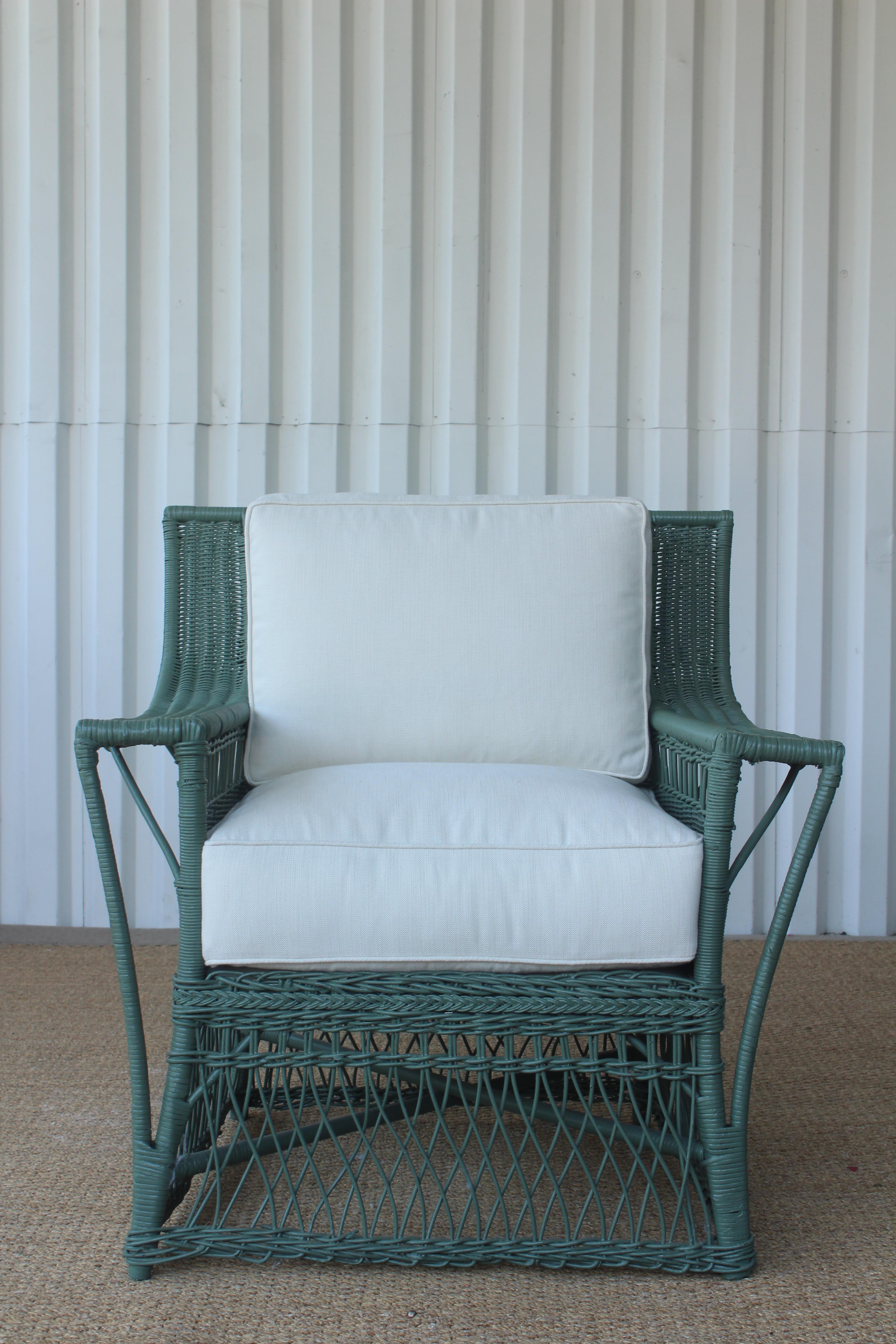 Art Deco 1930s American Wicker Lounge Chair