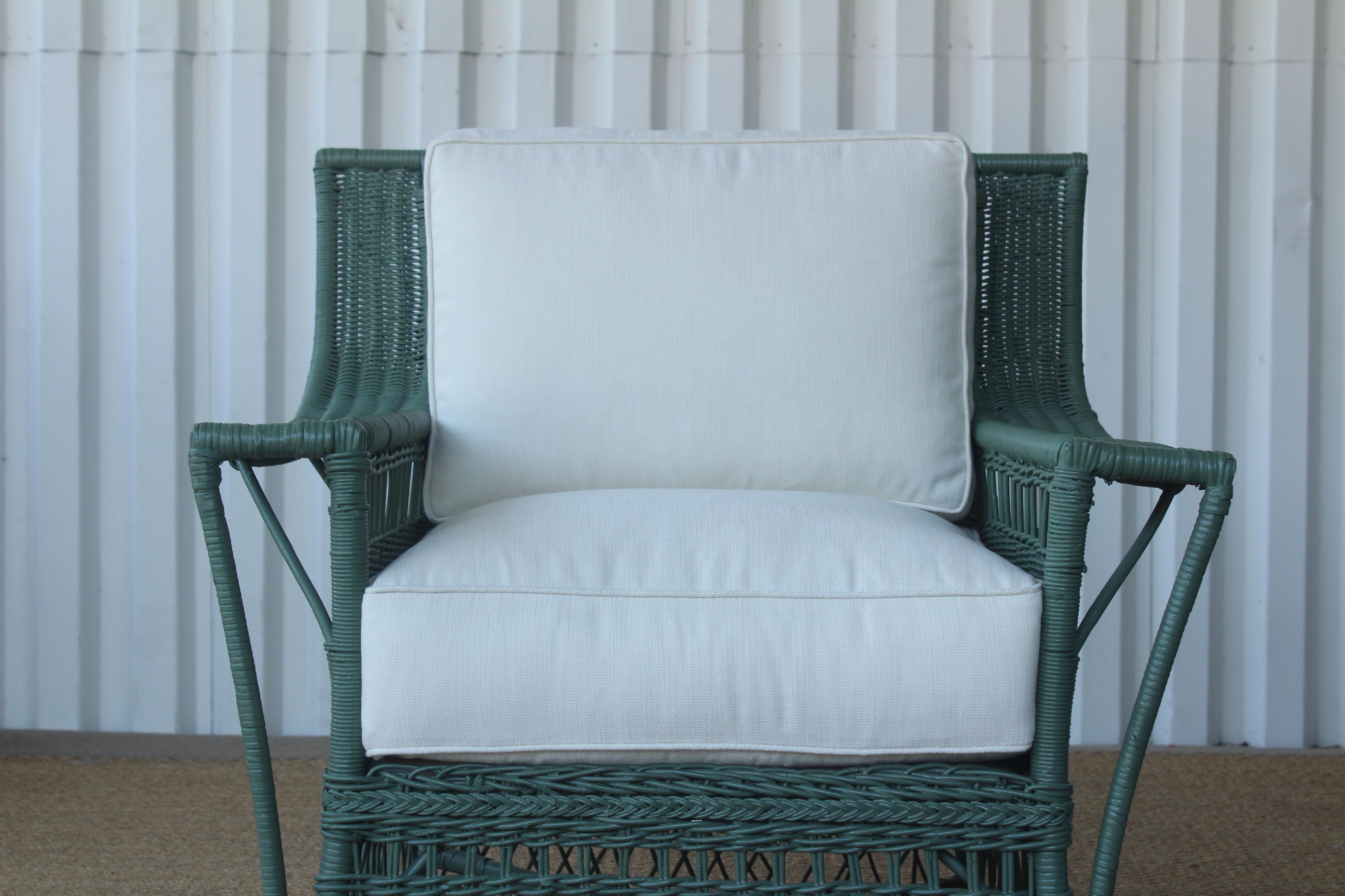 Mid-20th Century 1930s American Wicker Lounge Chair