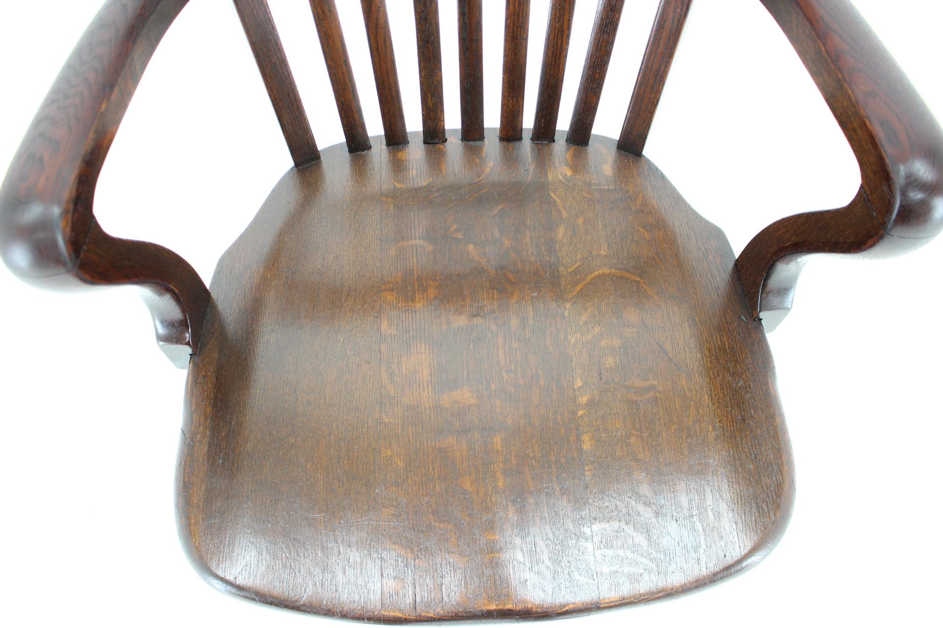 1930s, American Wooden Swivel and Reclining Desk Chair 5