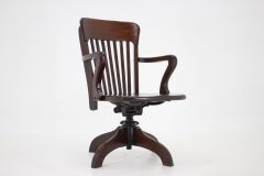 1930s, American Wooden Swivel and Reclining Desk Chair