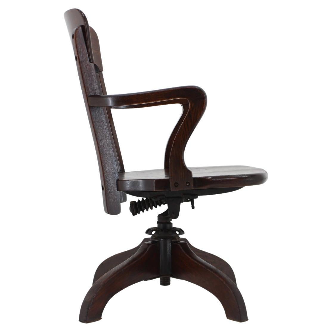 Solid Walnut Swivel Desk Chair at 1stDibs