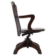1930s, American Wooden Swivel and Reclining Desk Chair