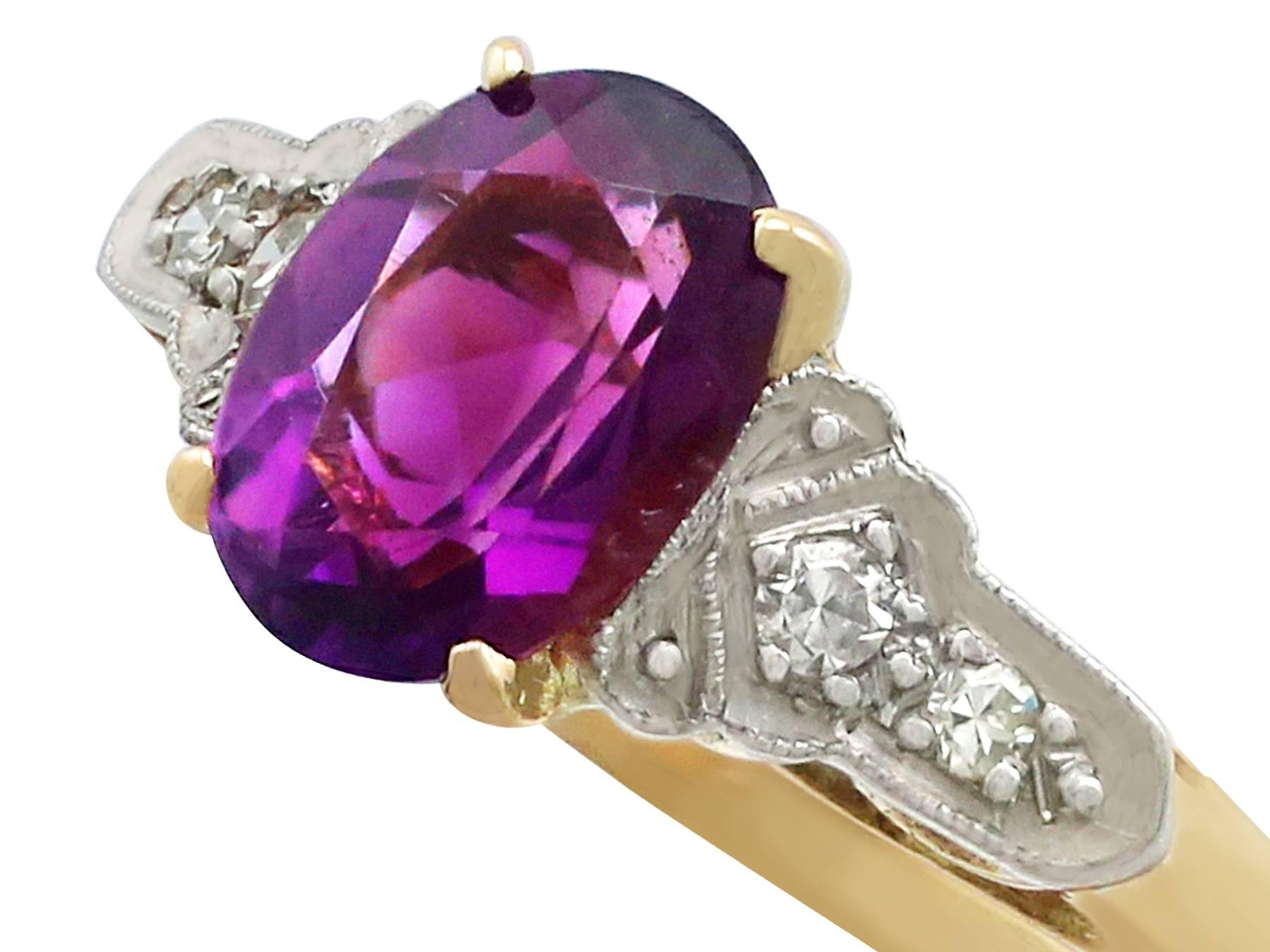 1930s Amethyst and Diamond Yellow Gold Dress Ring In Excellent Condition In Jesmond, Newcastle Upon Tyne