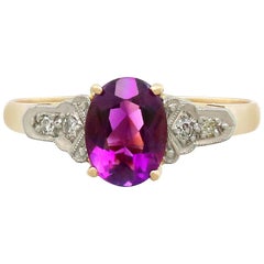 1930s Amethyst and Diamond Yellow Gold Dress Ring