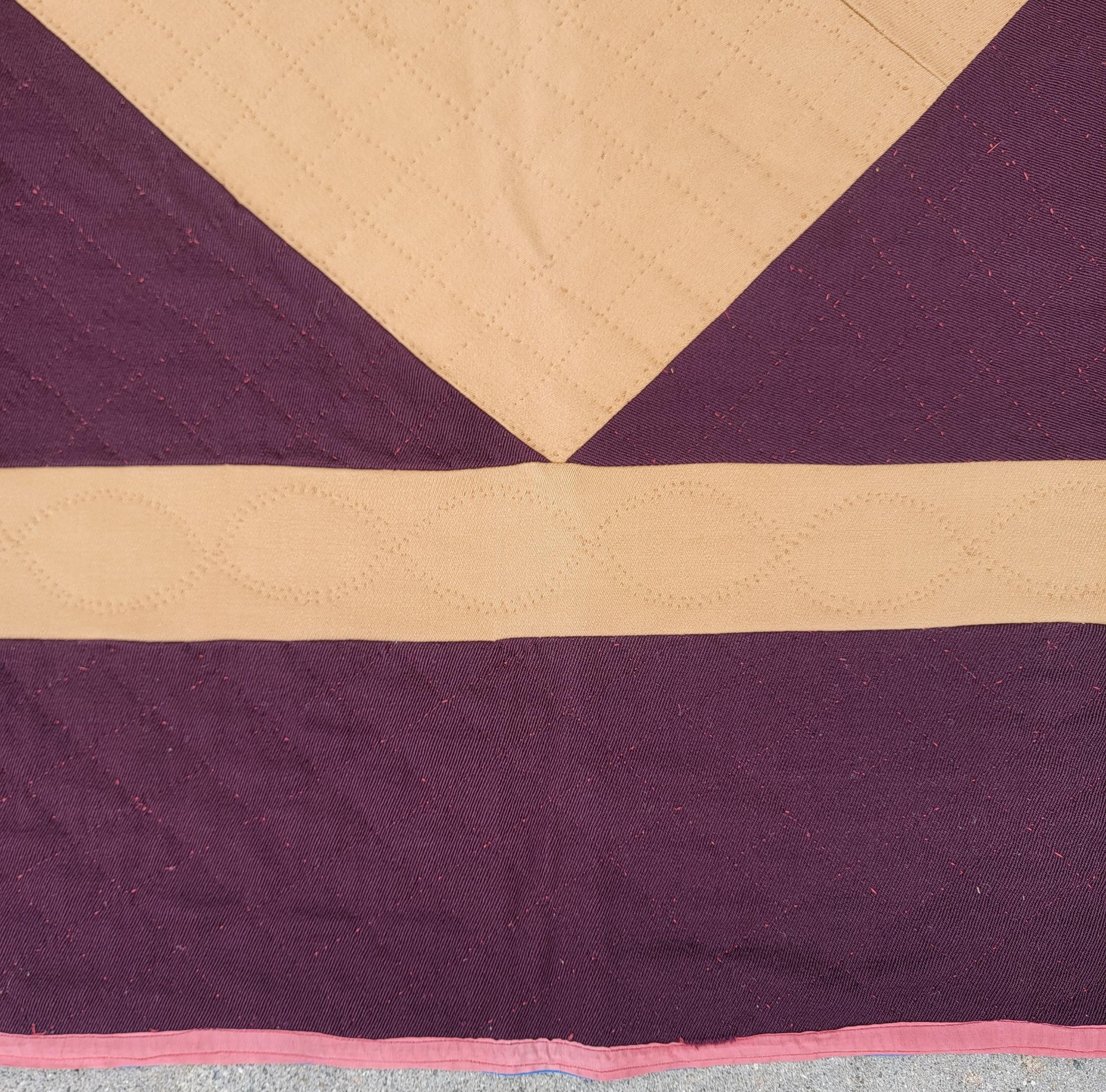 Americano Amish Wool Center Diamond in a Square Quilt degli anni '30 in vendita
