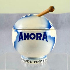 1930s Amora Mustard World Globe French Cafe Pot & Spoon