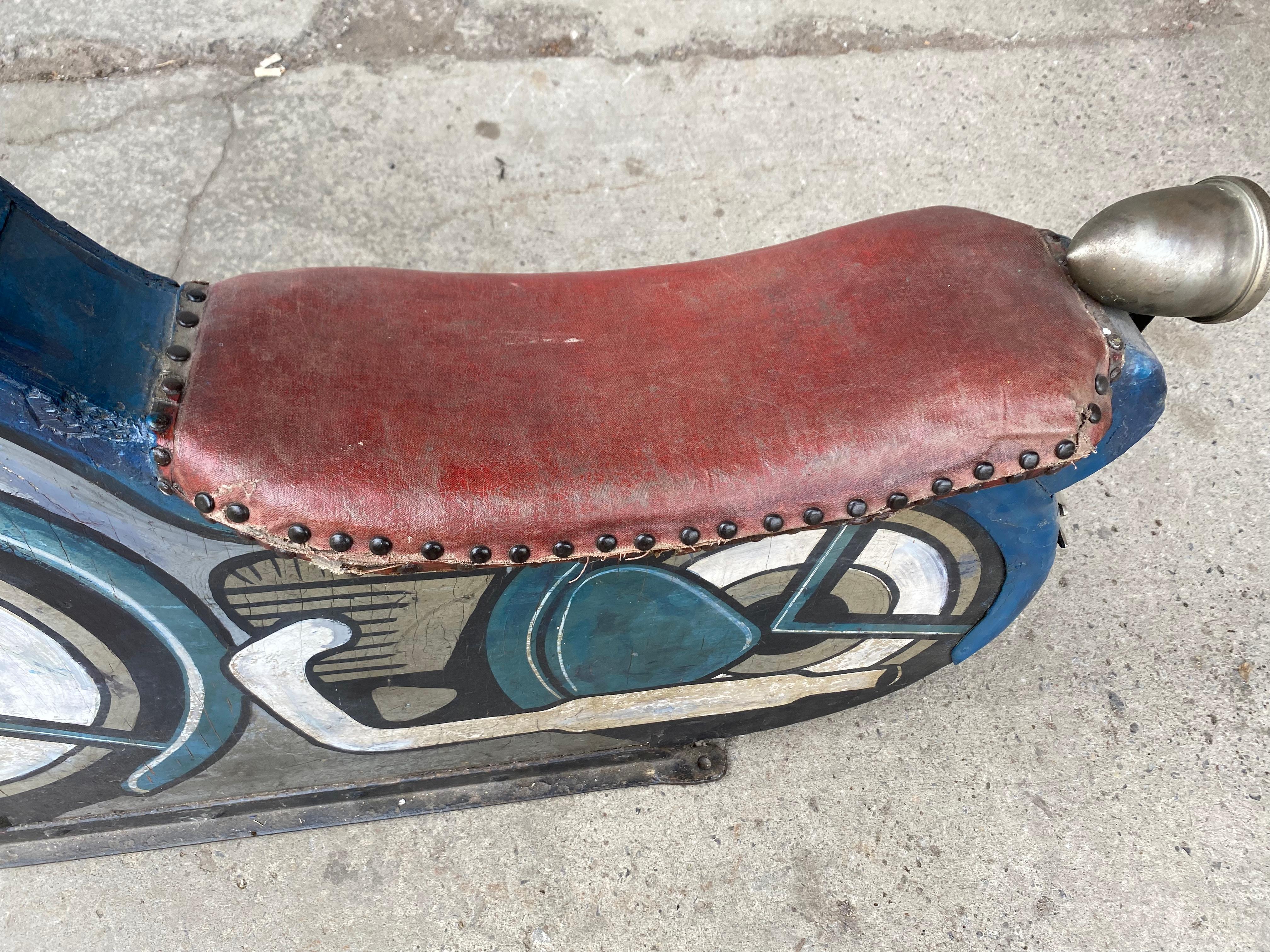 Hand-Painted 1930s Amusement / Carnival Motorcycle Ride, Carousal, Merry-go-round For Sale
