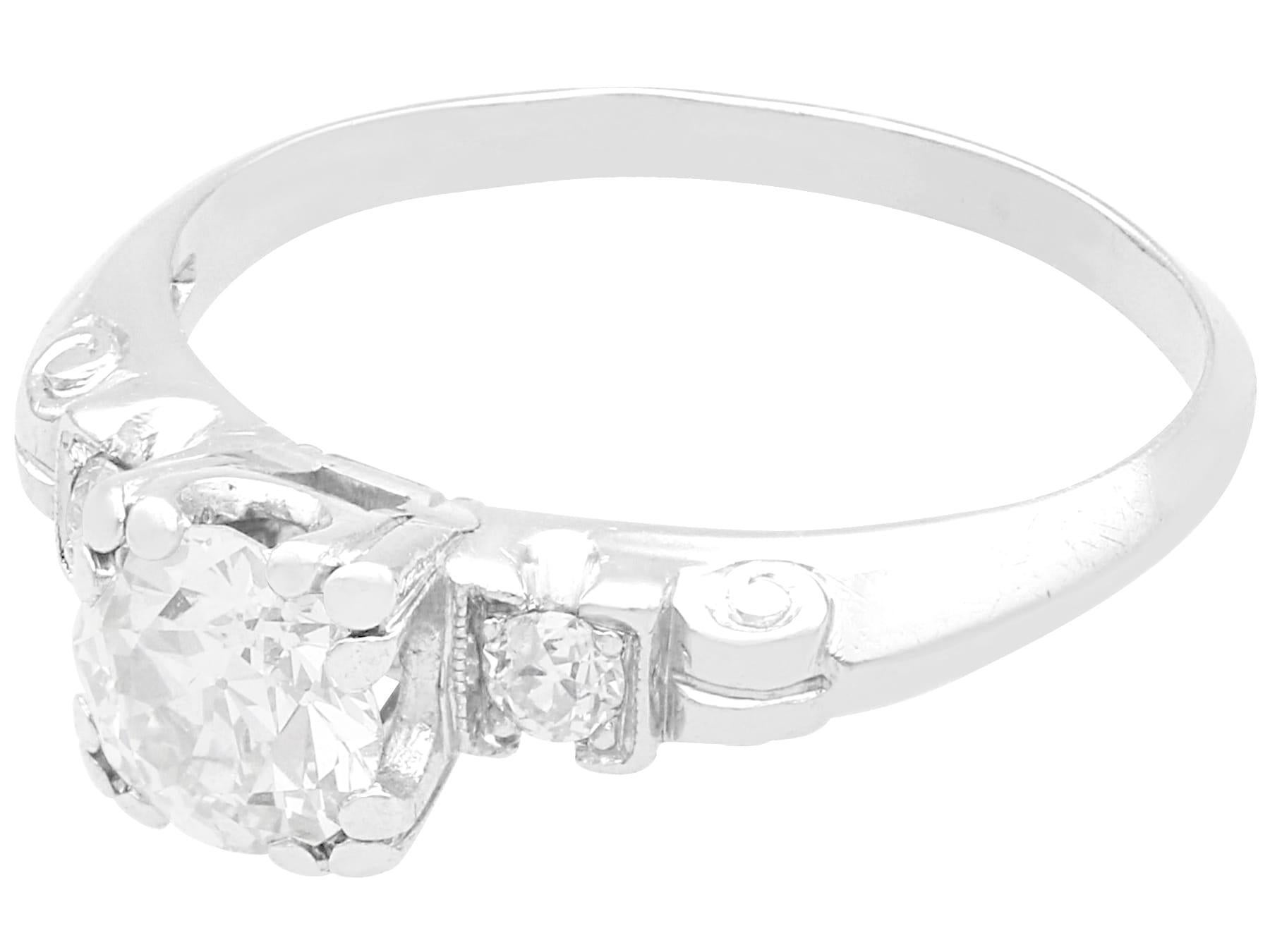 Art Deco 1930s Antique 0.95 Carat Diamond Platinum Solitaire Ring For Sale