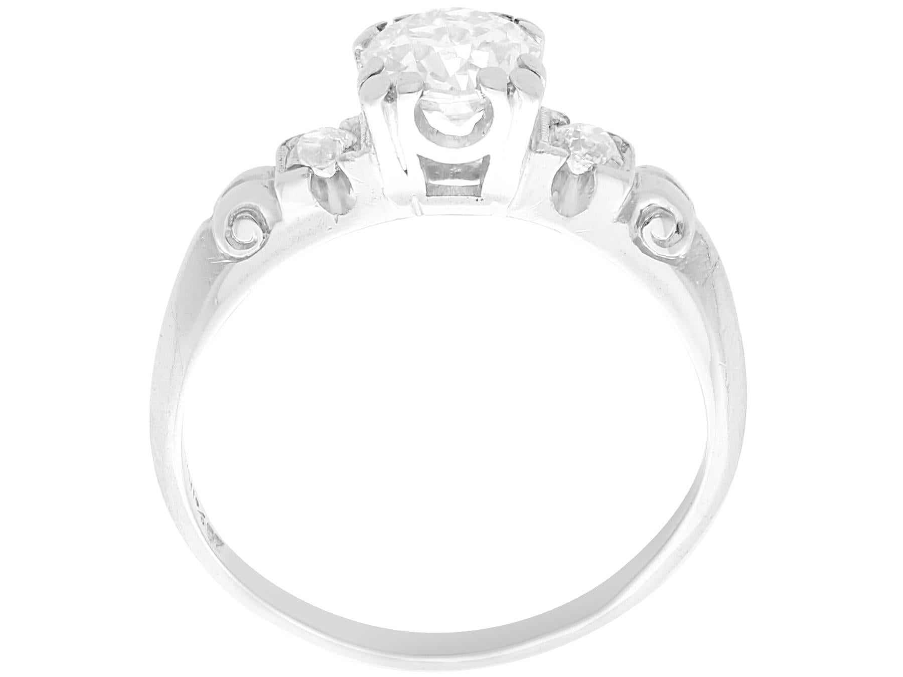 1930er Jahre Antiker 0,95 Karat Diamant Platin Solitär Ring im Zustand „Hervorragend“ im Angebot in Jesmond, Newcastle Upon Tyne