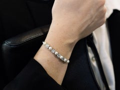 1930s Antique 1.38 Carat Diamond and Cultured Pearl White Gold Bracelet