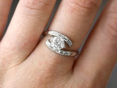 1930s Antique 1.52 Carat Diamond and 18k White Gold Twist Ring