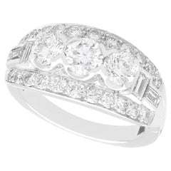 1930s Antique 1.63 Carat Diamond and White Gold Trilogy Ring