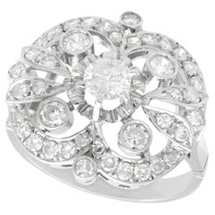 Antique 1.68 Carat Diamond and White Gold Cluster Ring