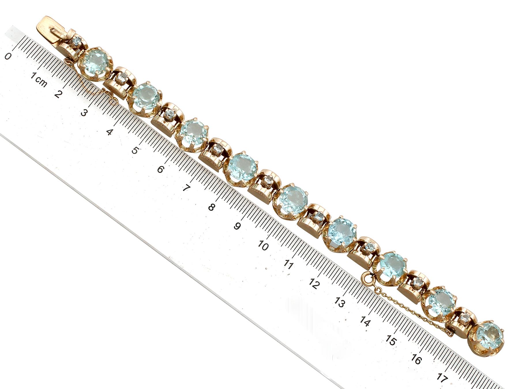 1930s Antique 18.18 Carat Aquamarine and Yellow Gold Bracelet In Excellent Condition In Jesmond, Newcastle Upon Tyne