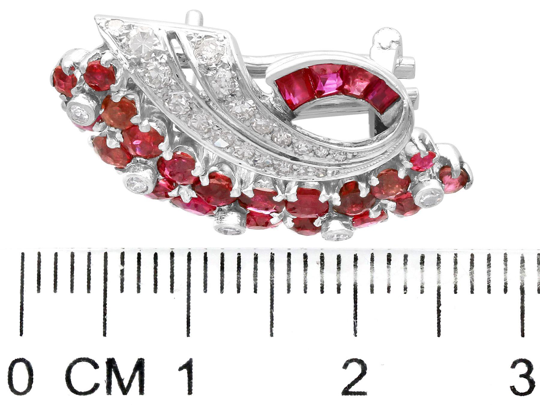 1930s Antique 1.86 Carat Ruby and 0.55 Carat Diamond White Gold Earrings 2