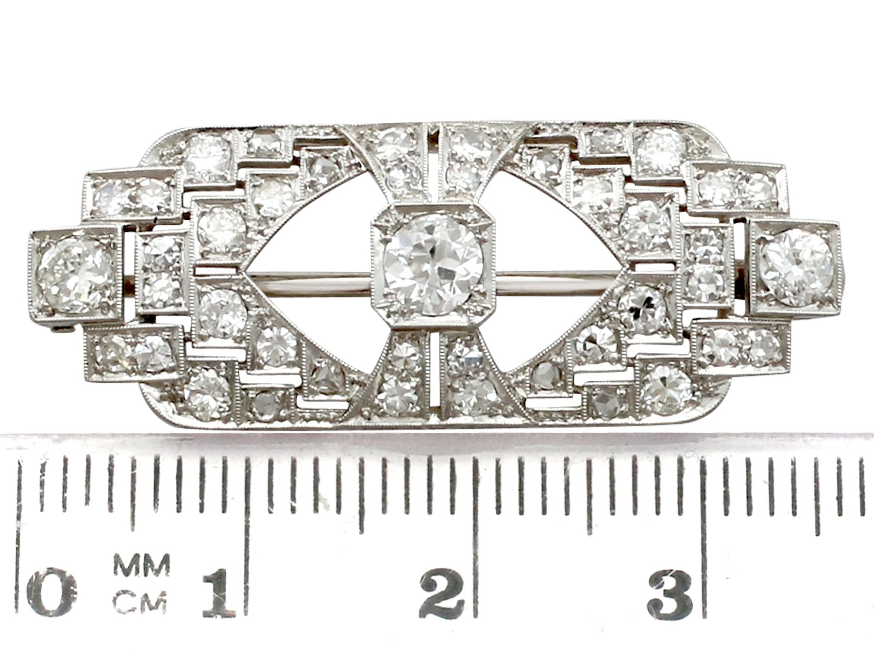 1930s Antique 2.23 Carat Diamond and White Gold Brooch 2