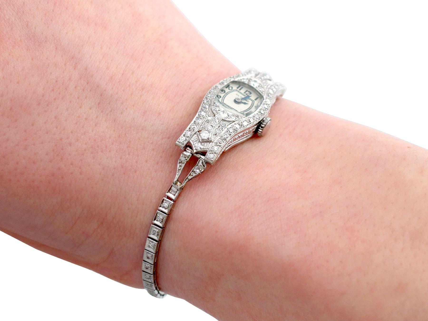 1930s Antique 2.36 Carat Diamond and Platinum Glycine Cocktail Watch 1