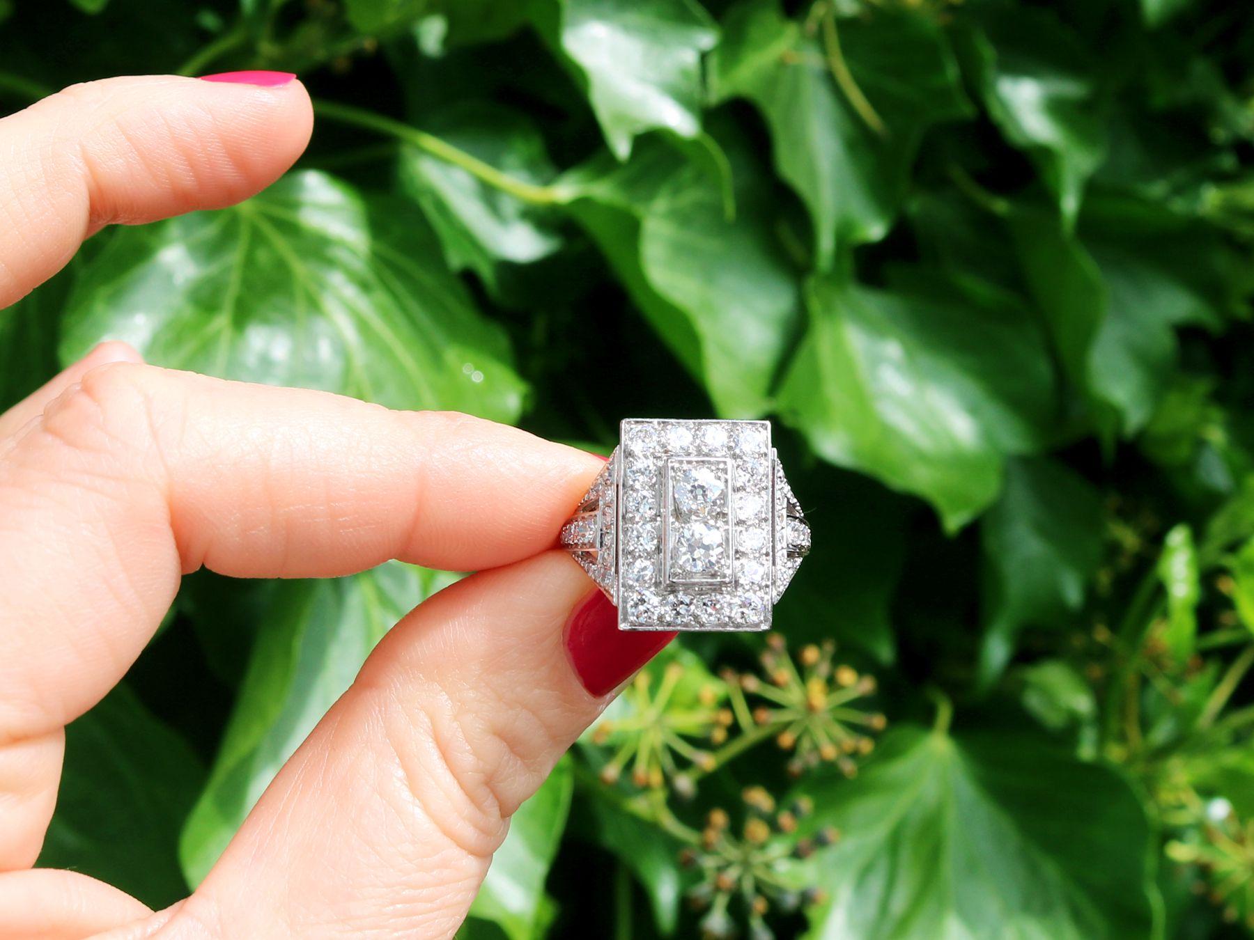 A stunning, fine and impressive antique Art Deco 2.49 carat diamond and platinum cocktail ring; part of our diverse antique jewellery and estate jewelry collections.

This stunning, fine and impressive Art Deco diamond ring has been crafted in